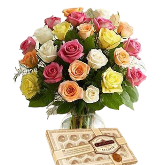 25 colorful roses with chokolates | Flower Delivery Belgorod