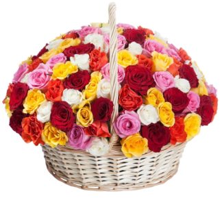 51 colorful roses in the basket | Flower Delivery Belgorod